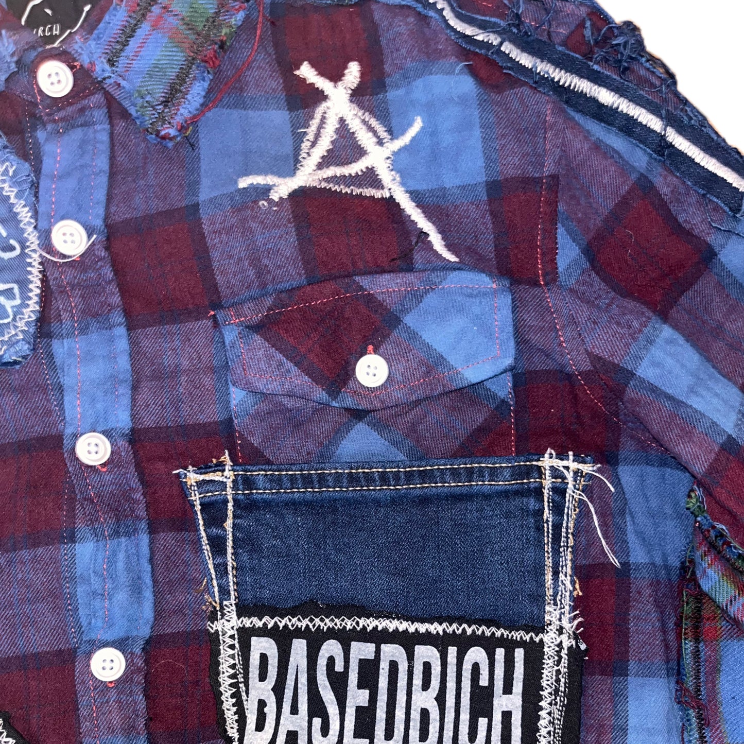 Basedbich mens 1of1 cropped extendo sleeve flannel size large - basedbich