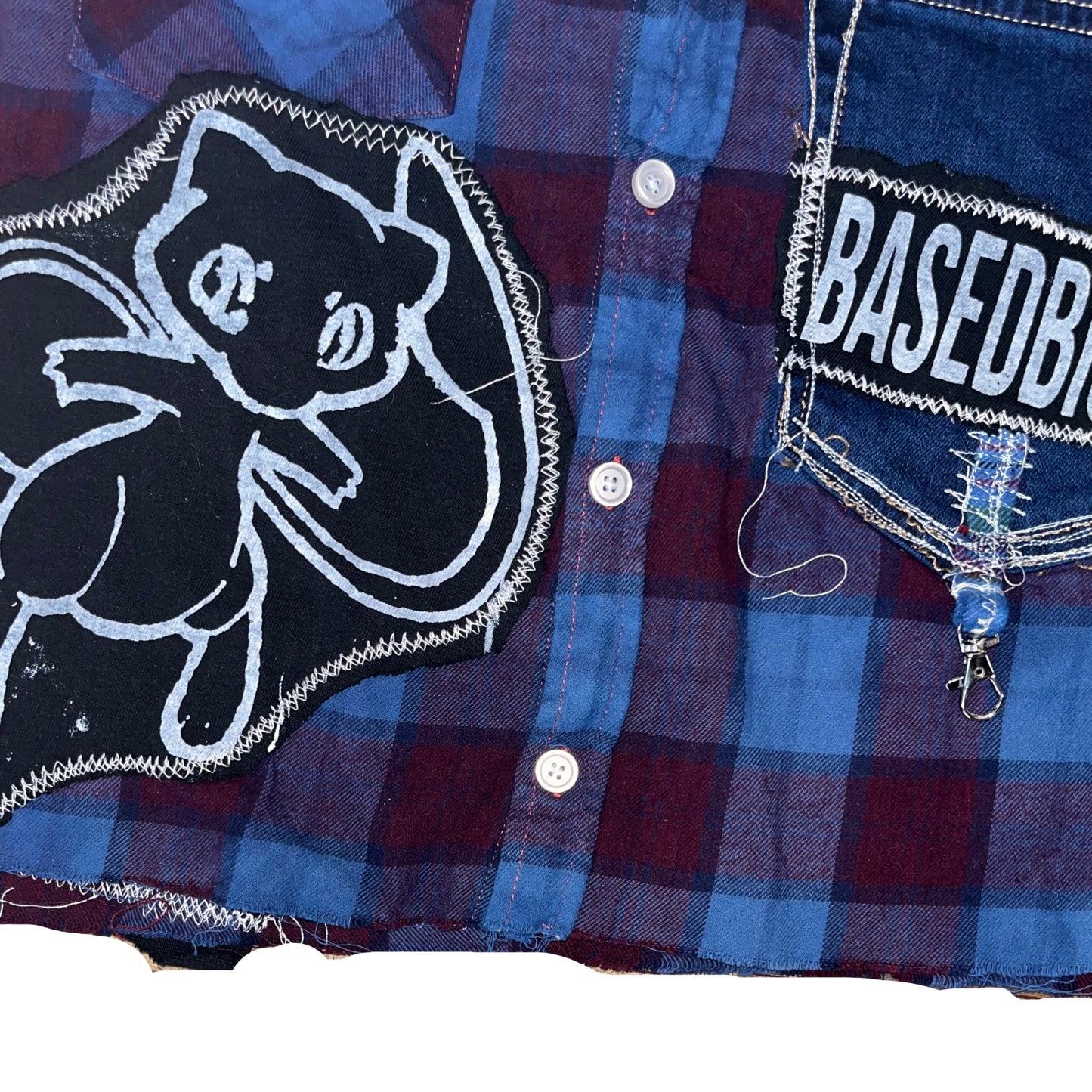 Basedbich mens 1of1 cropped extendo sleeve flannel size large - basedbich