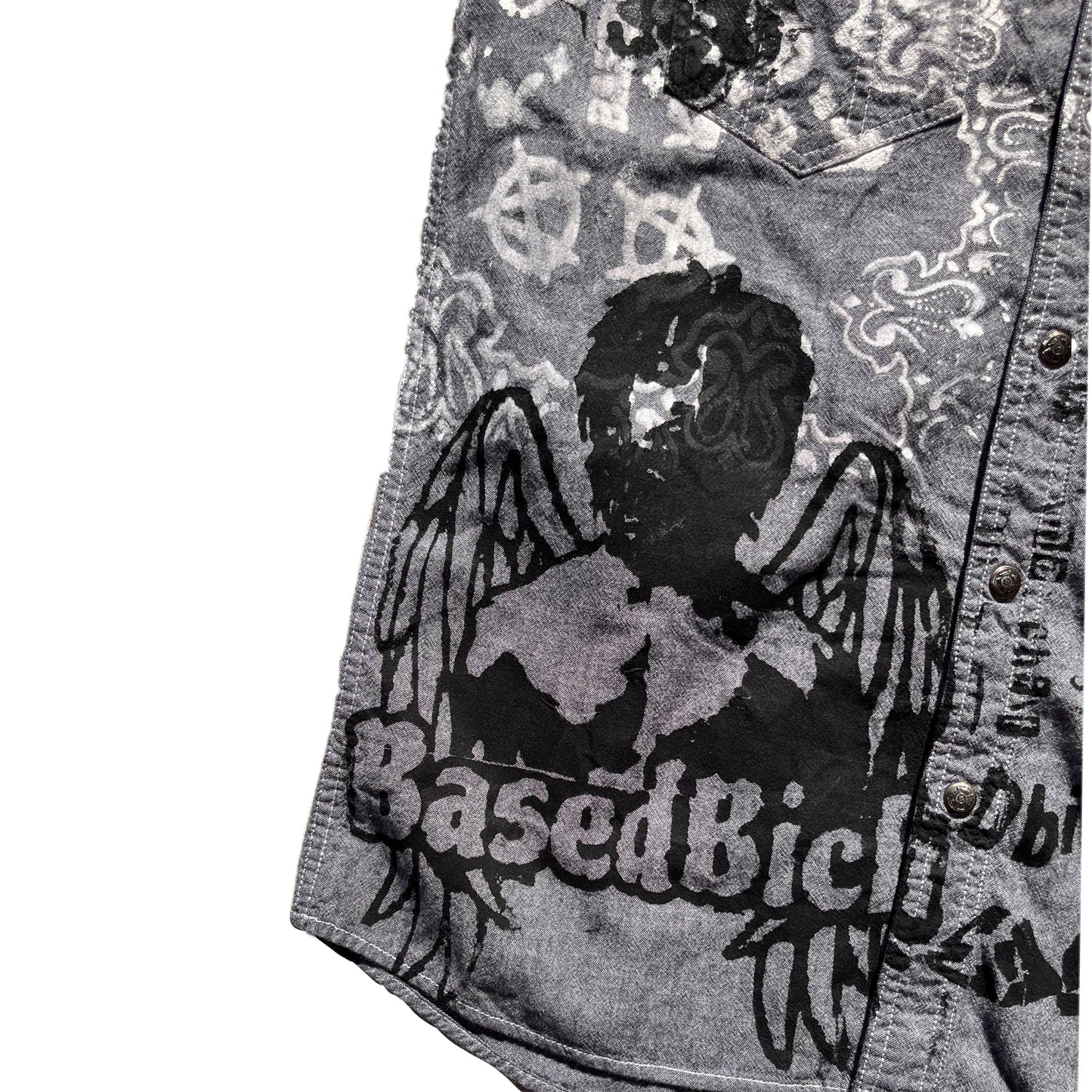 Basedbich hand printed button up large - basedbich