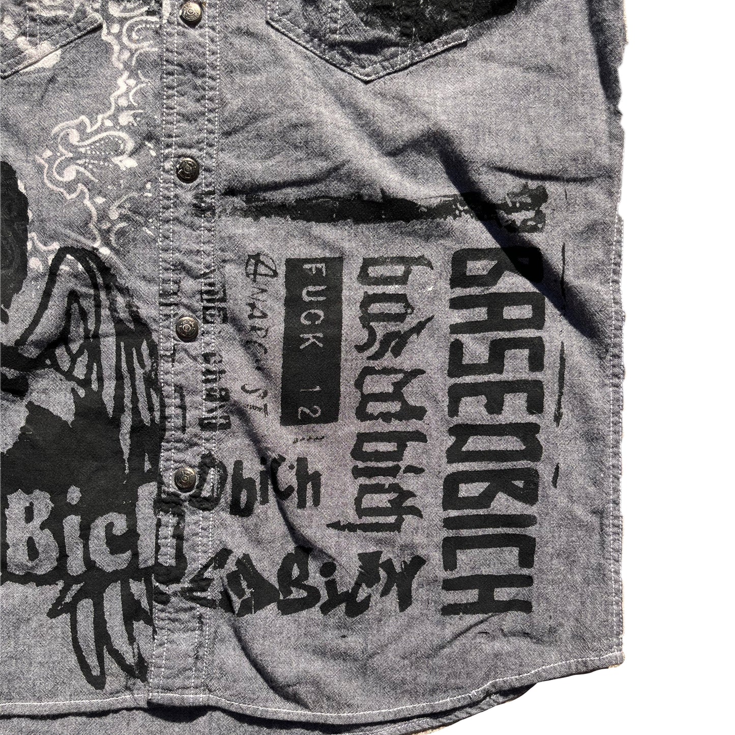 Basedbich hand printed button up large - basedbich