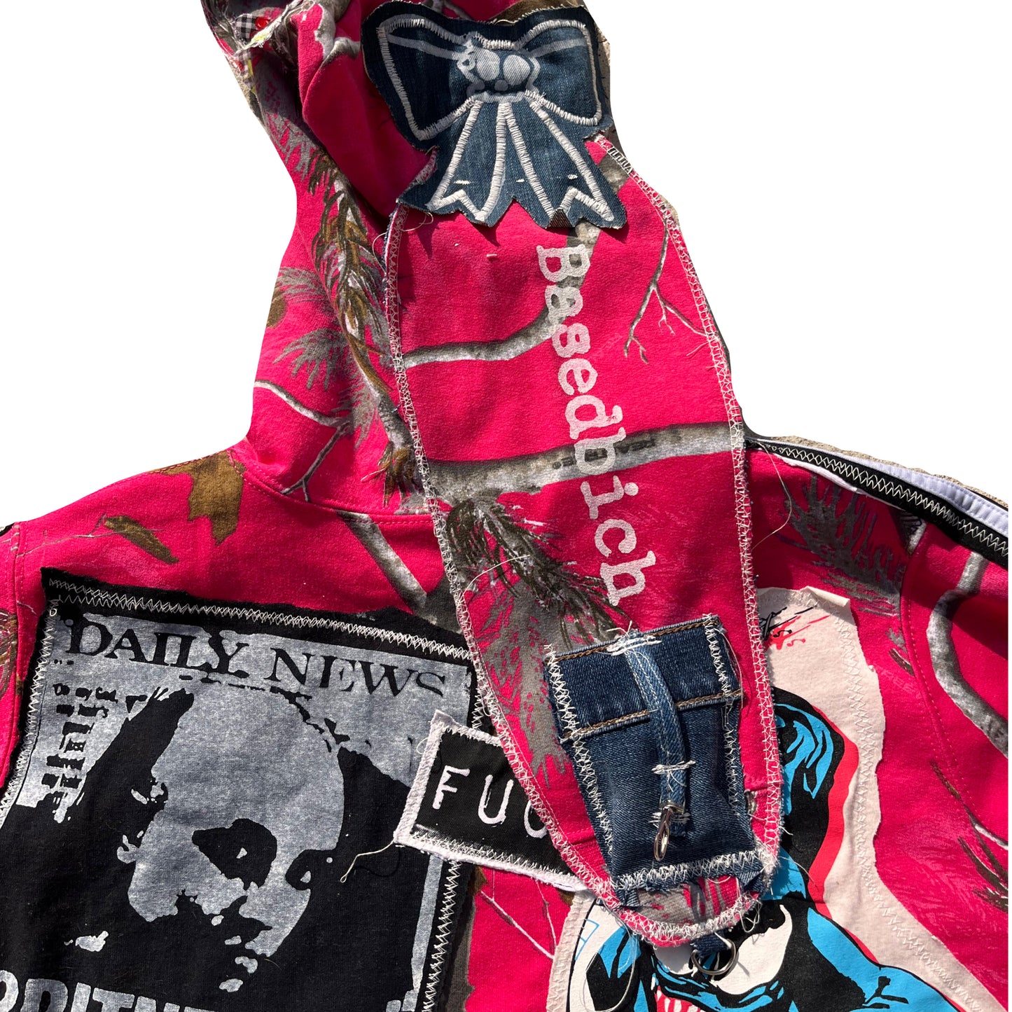 Basedbich men’s custom bunny ear extendo sleeve hoodie size Medium - basedbich