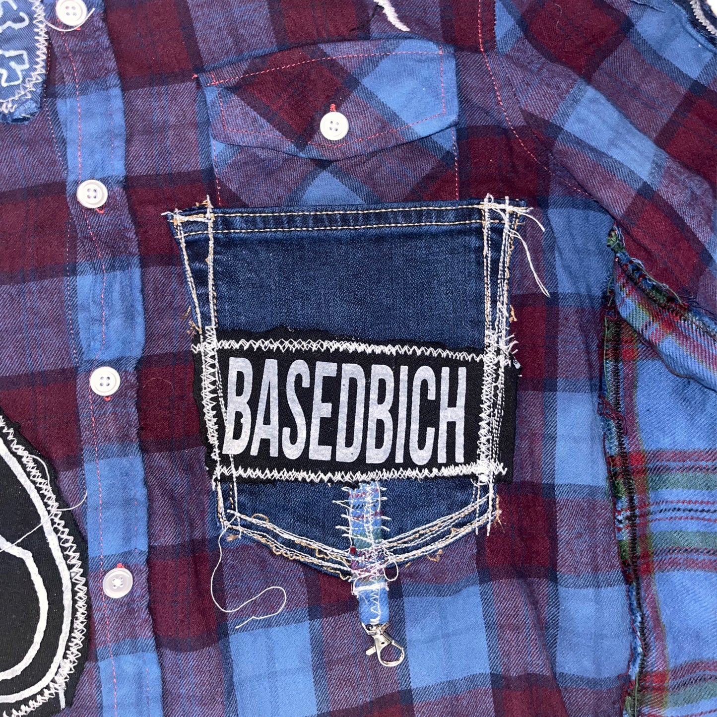 Basedbich mens 1of1 cropped extendo sleeve flannel size large - basedbich