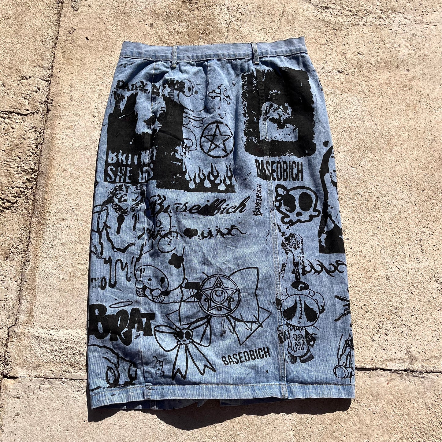 Basedbich denim midi button down skirt size 2xl - basedbich