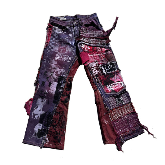 Basedbich mens patchwork denim jeans 30x30 - basedbich