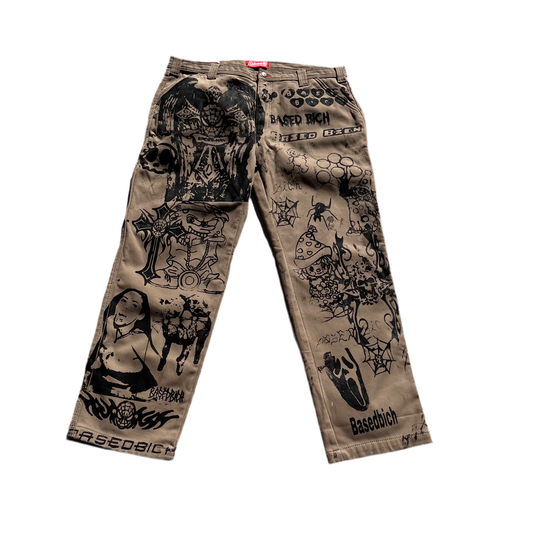 Basedbich hand printed jeans 40x32 - basedbich