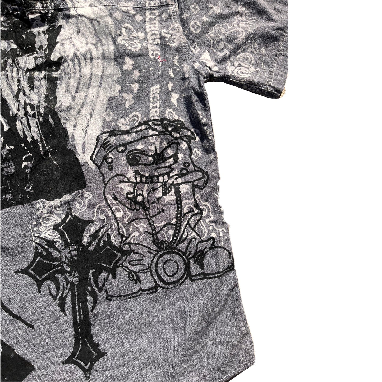 Basedbich hand printed button up large - basedbich