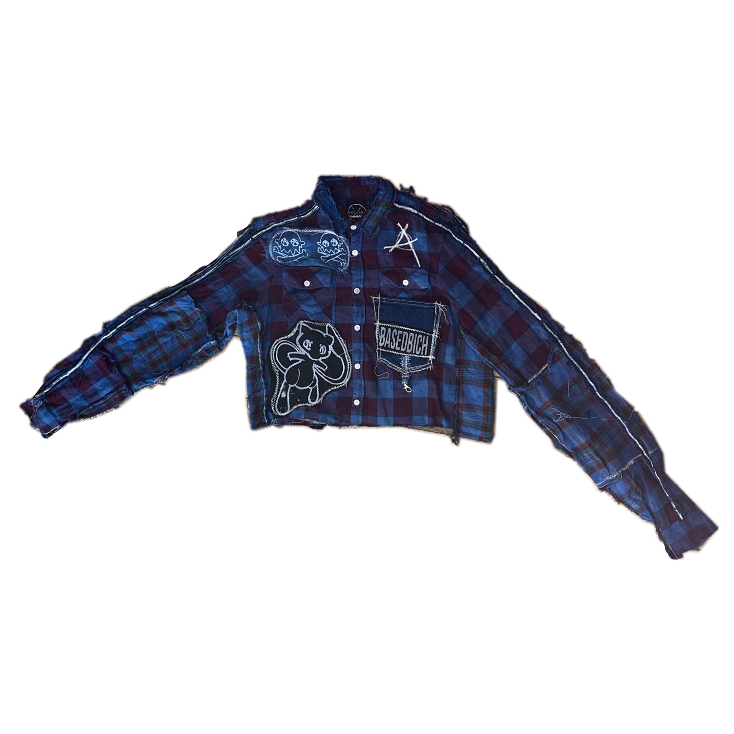 Basedbich mens 1of1 cropped extendo sleeve flannel size large - basedbich