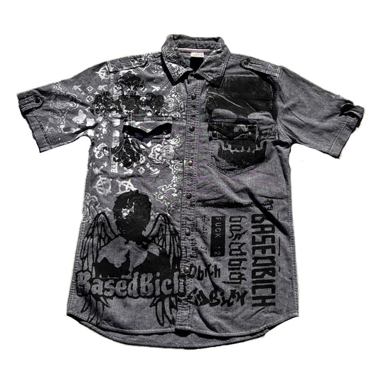 Basedbich hand printed button up large - basedbich