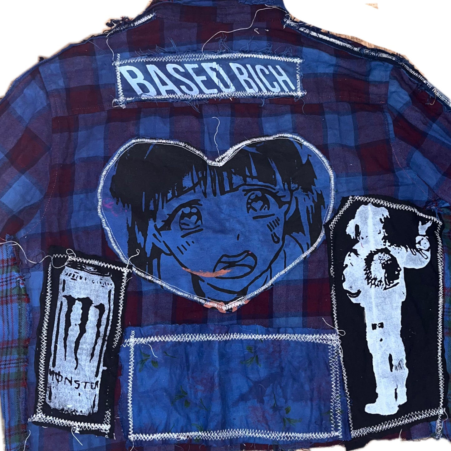 Basedbich mens 1of1 cropped extendo sleeve flannel size large - basedbich