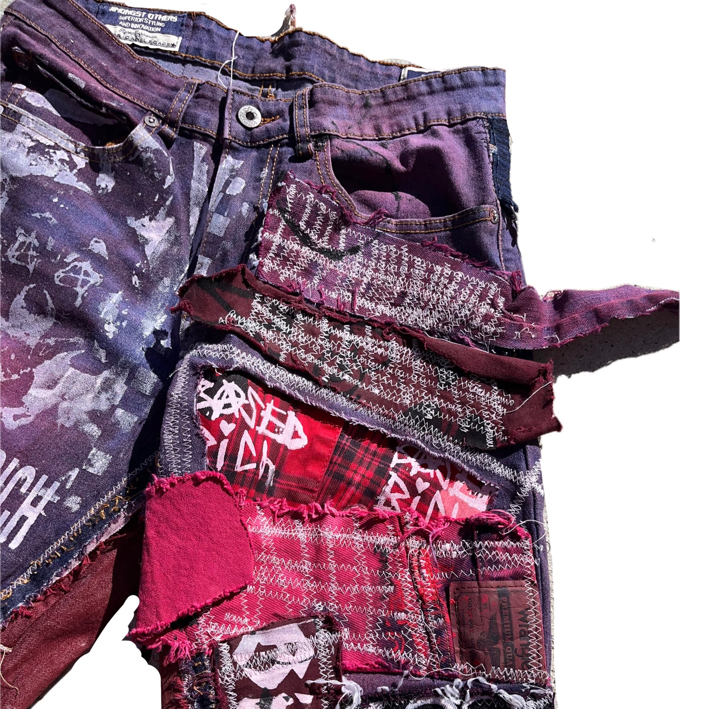 Basedbich mens patchwork denim jeans 30x30 - basedbich