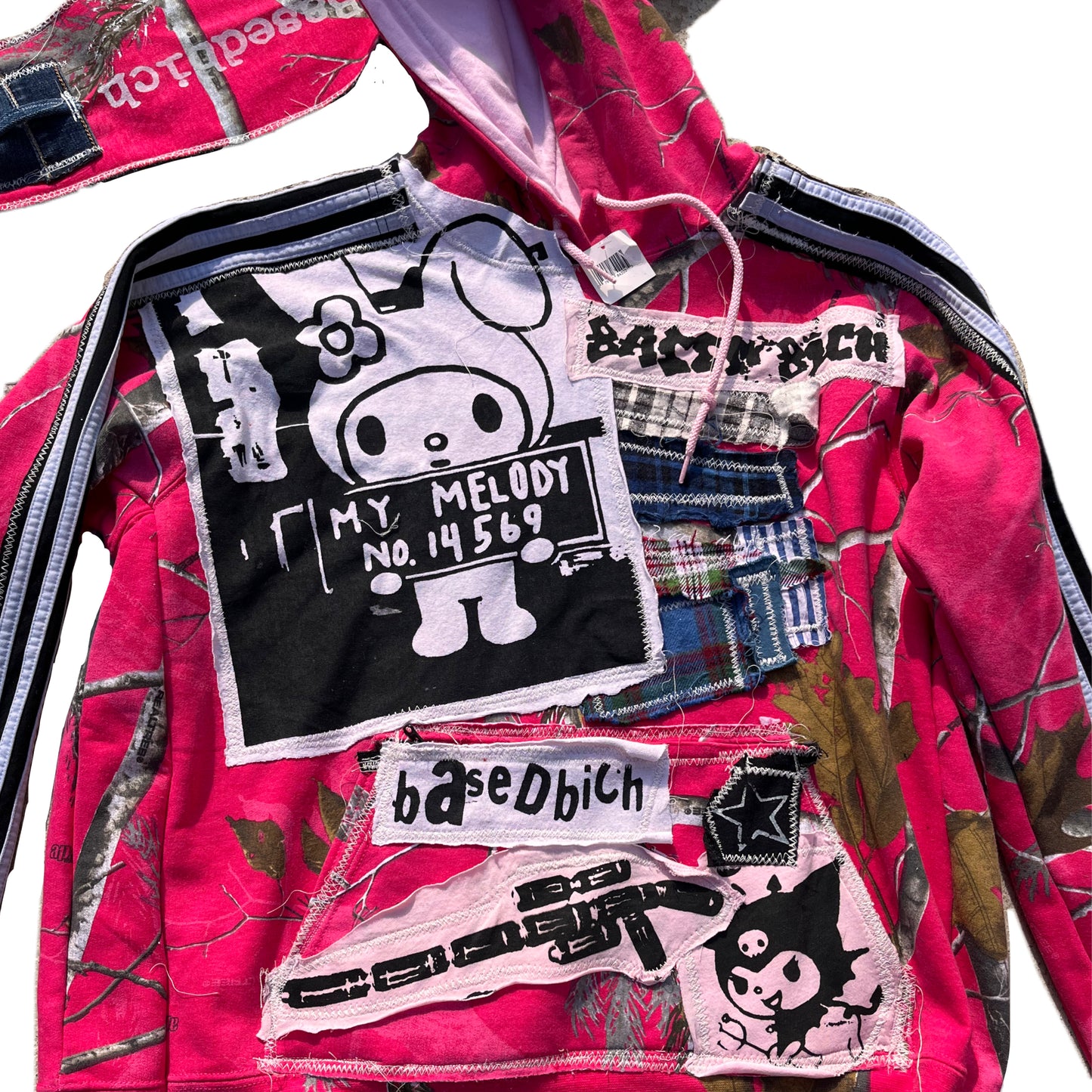 Basedbich men’s custom bunny ear extendo sleeve hoodie size Medium - basedbich