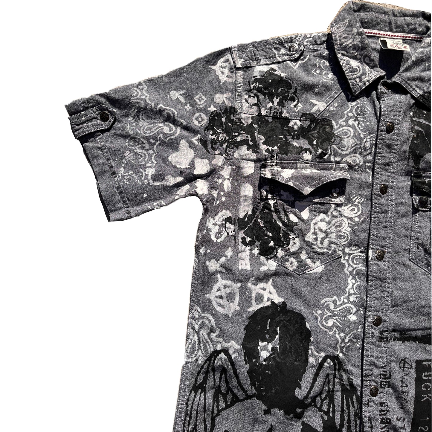 Basedbich hand printed button up large - basedbich