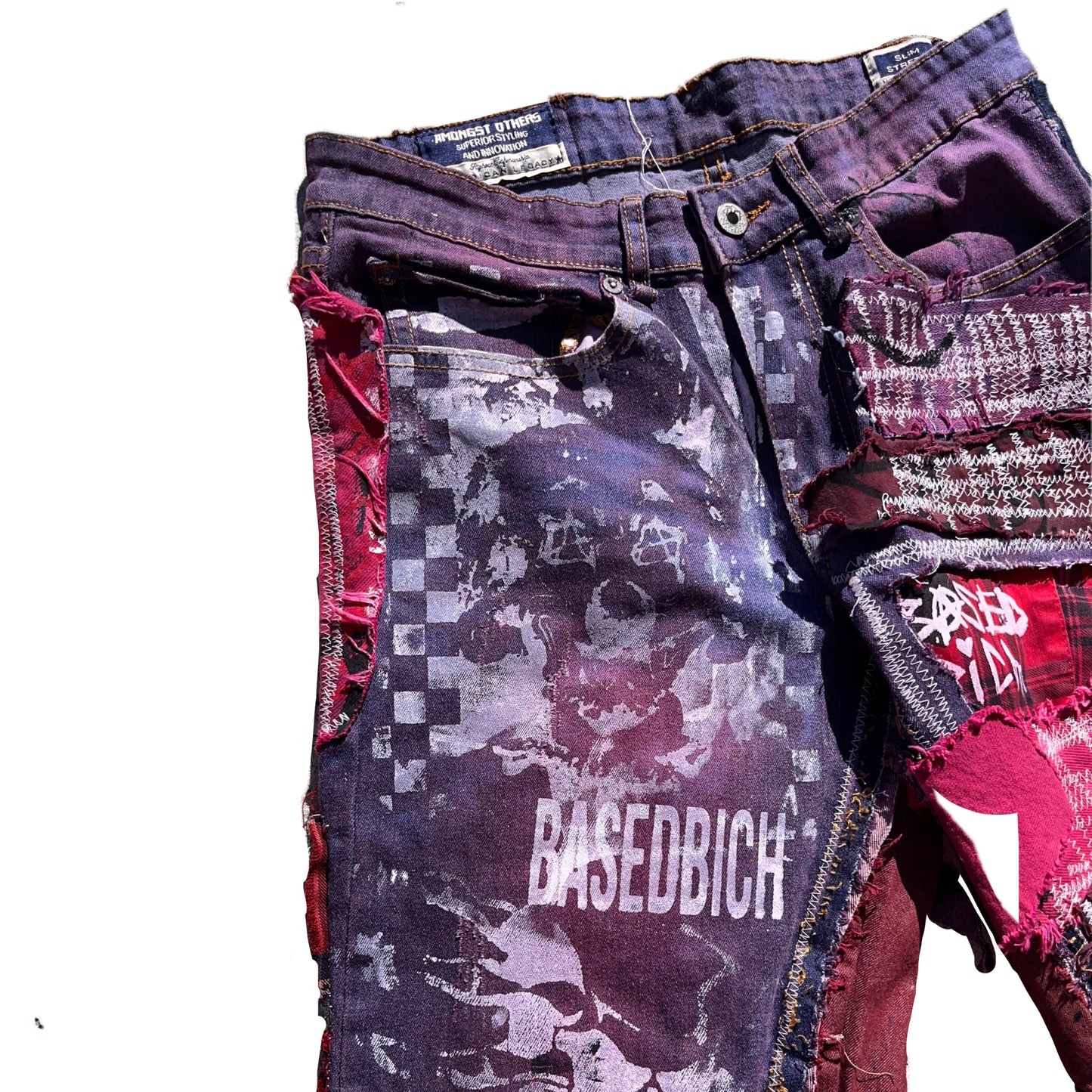 Basedbich mens patchwork denim jeans 30x30 - basedbich