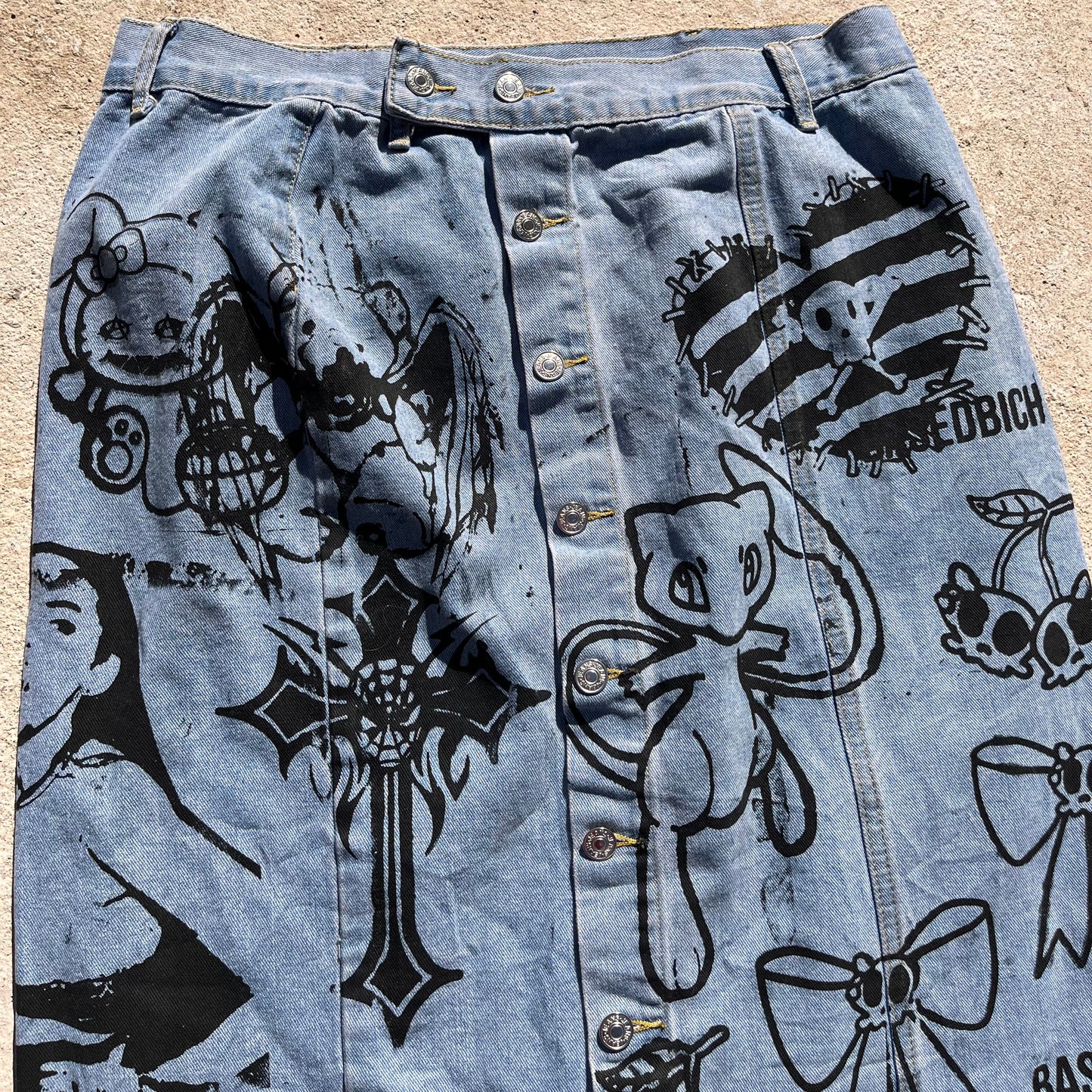 Basedbich denim midi button down skirt size 2xl - basedbich