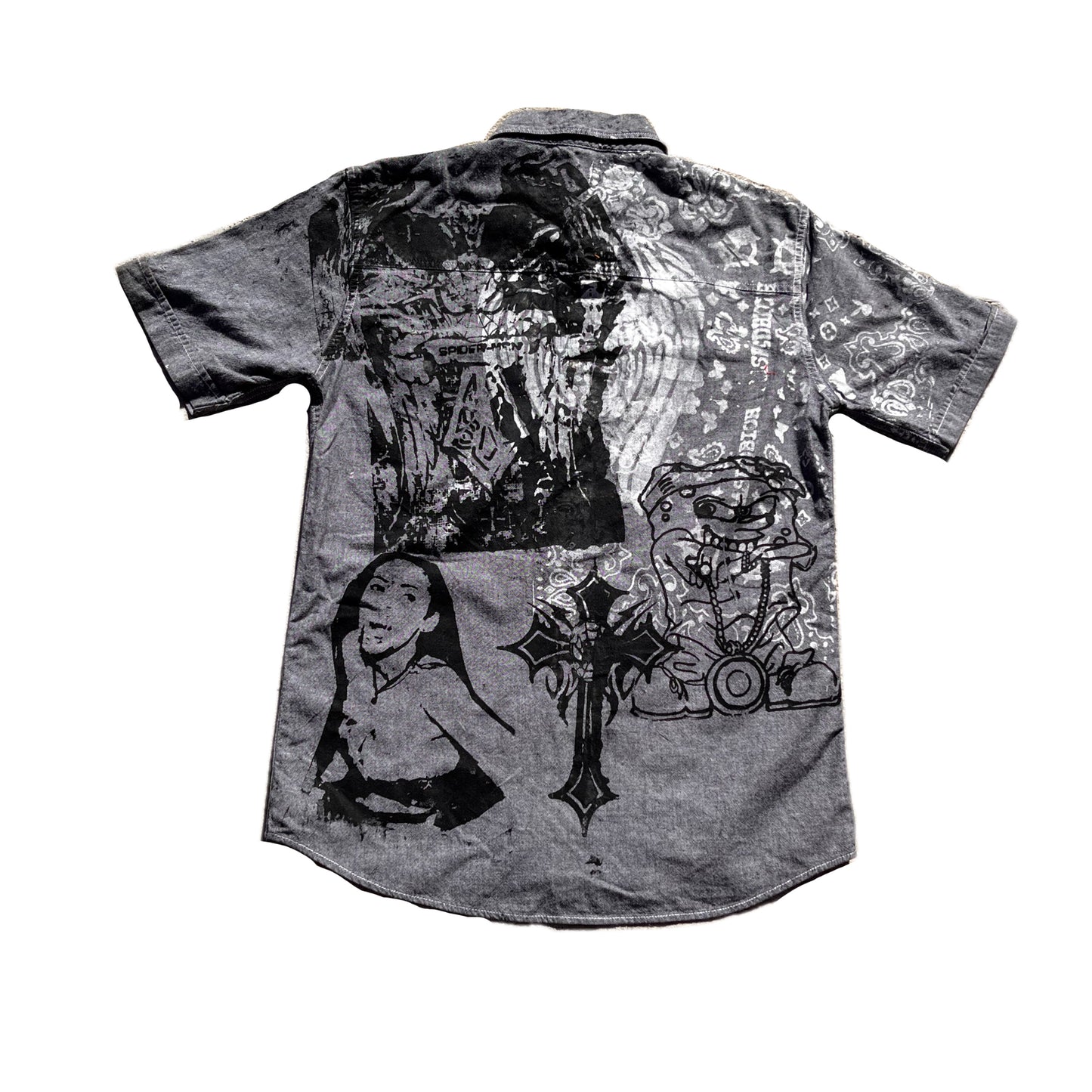 Basedbich hand printed button up large - basedbich