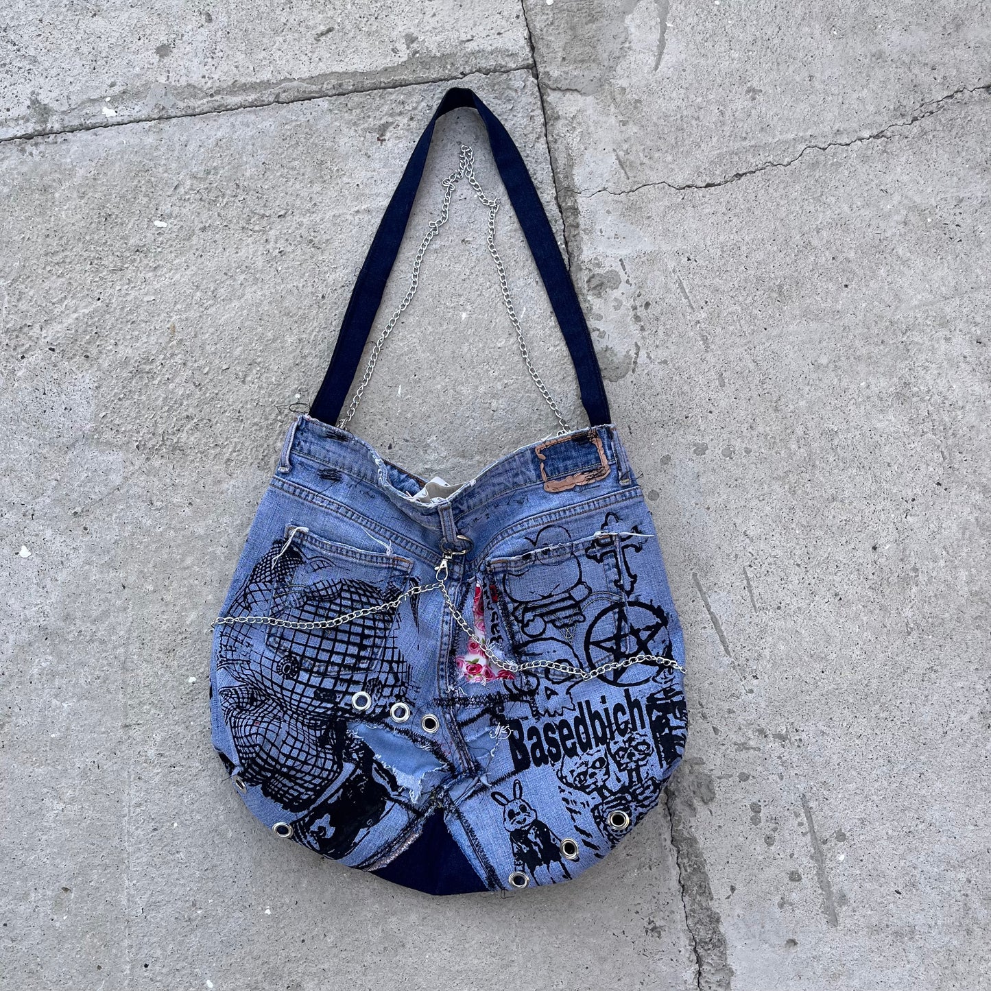 Basedbich 1of1 upcycled Jean tote - basedbich