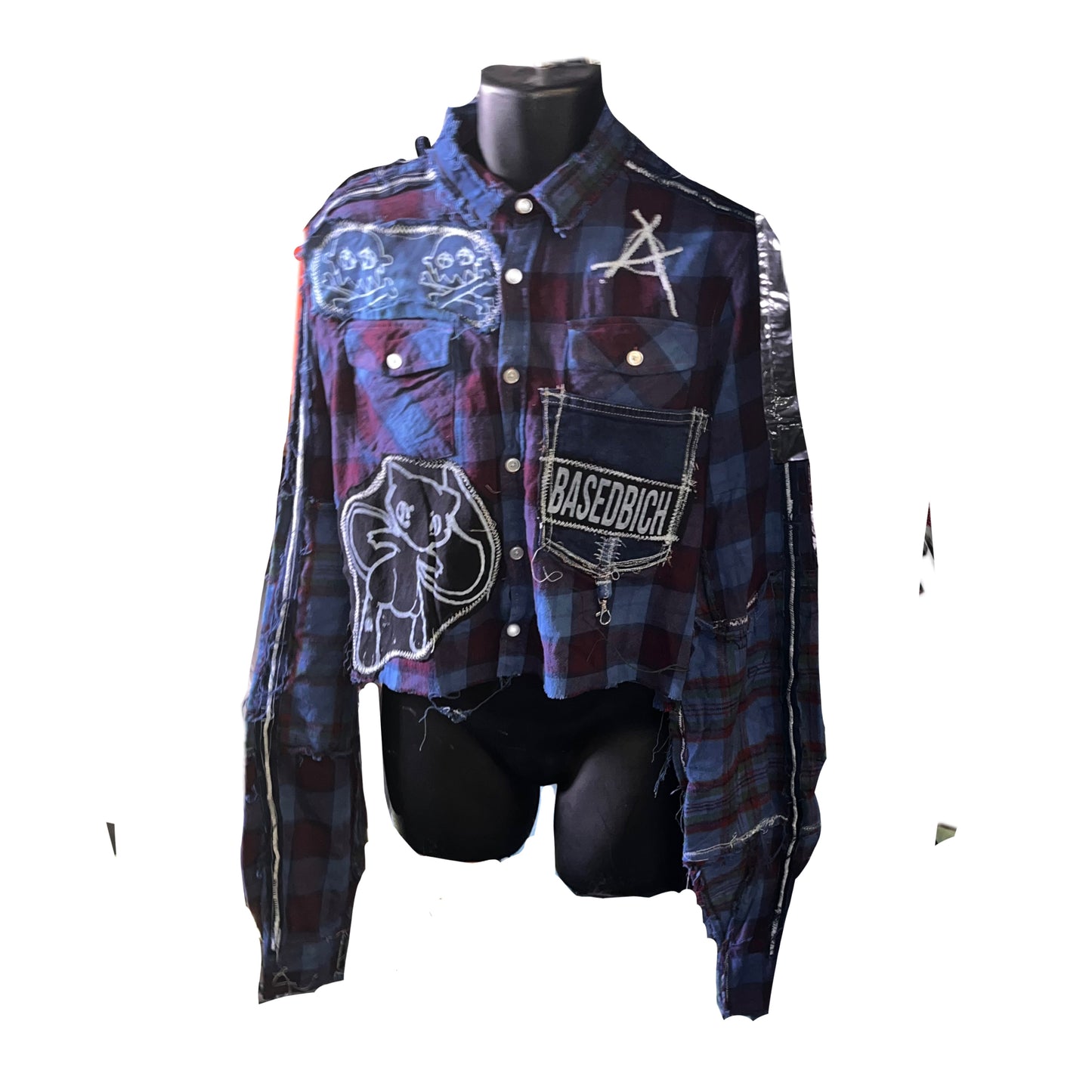 Basedbich mens 1of1 cropped extendo sleeve flannel size large - basedbich