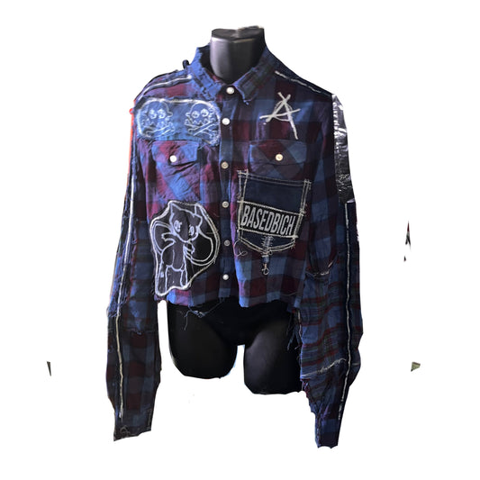 Basedbich mens 1of1 cropped extendo sleeve flannel size large - basedbich