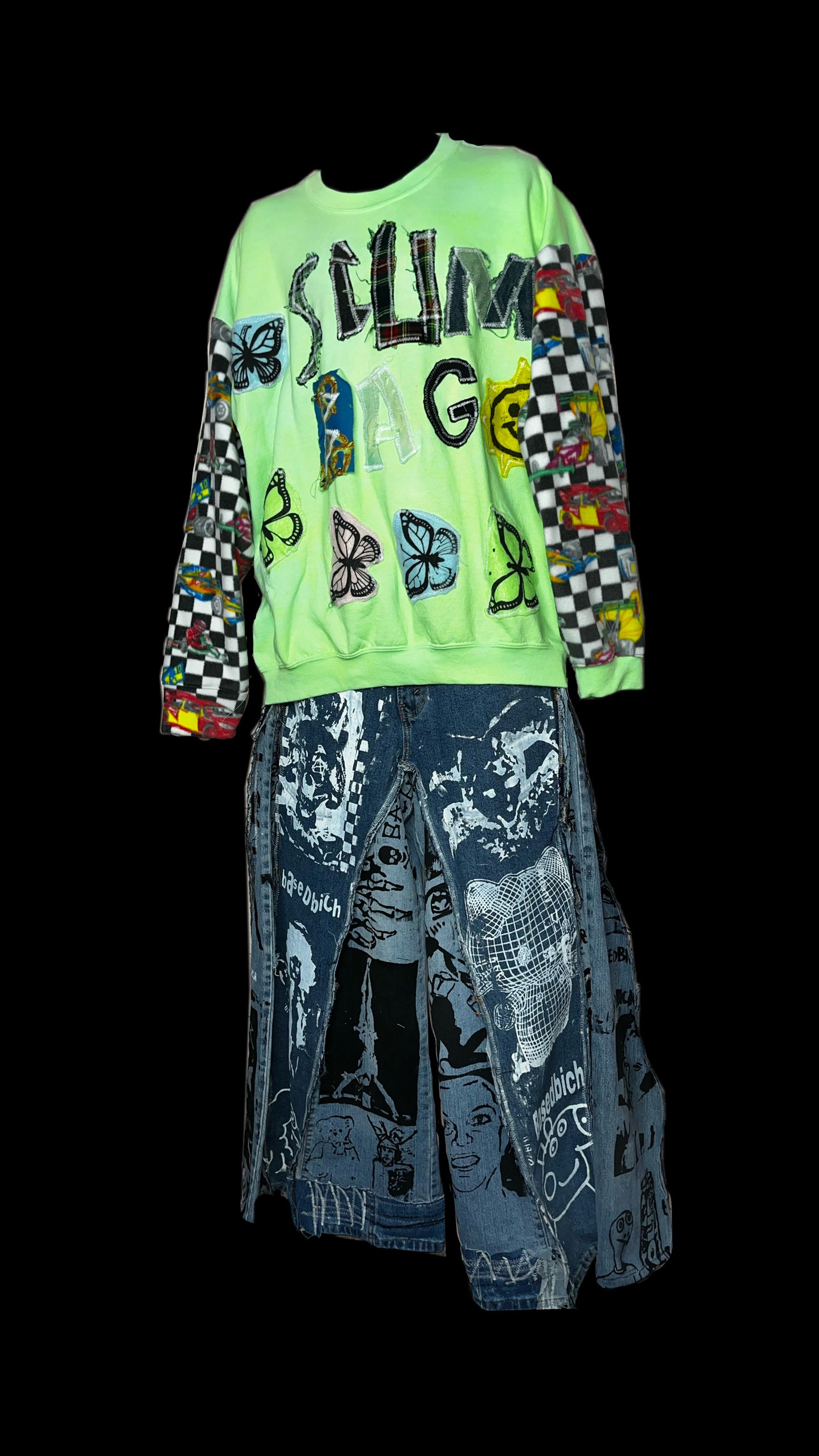 Basedbich mens 1of1 wide leg baggy jeans 30x32 - basedbich