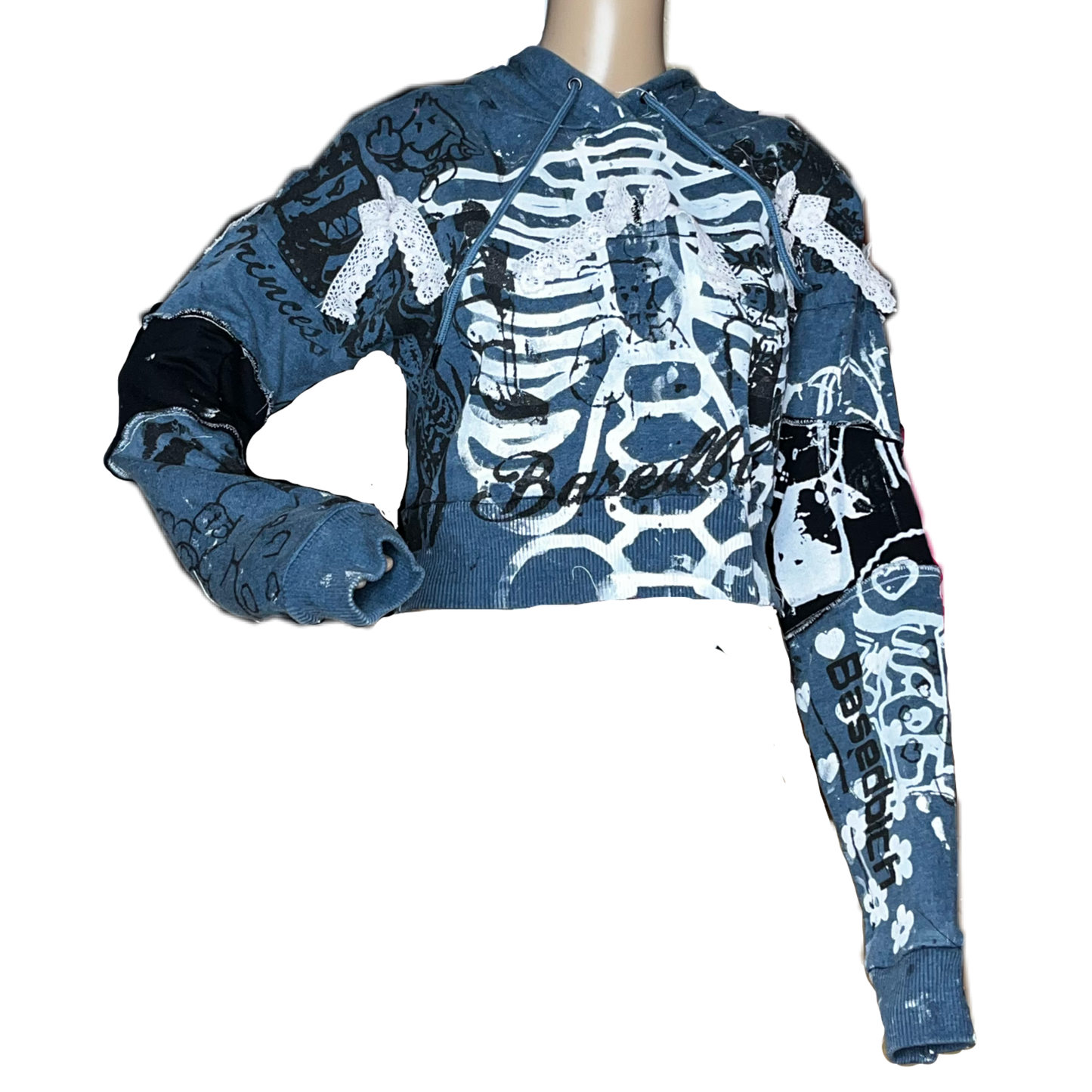 Basedbich women’s cropped bunny ear hoodie xsmall - basedbich