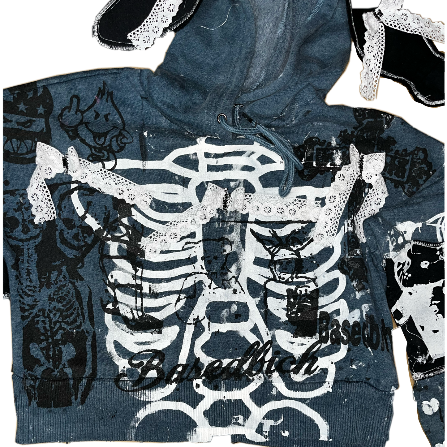 Basedbich women’s cropped bunny ear hoodie xsmall - basedbich