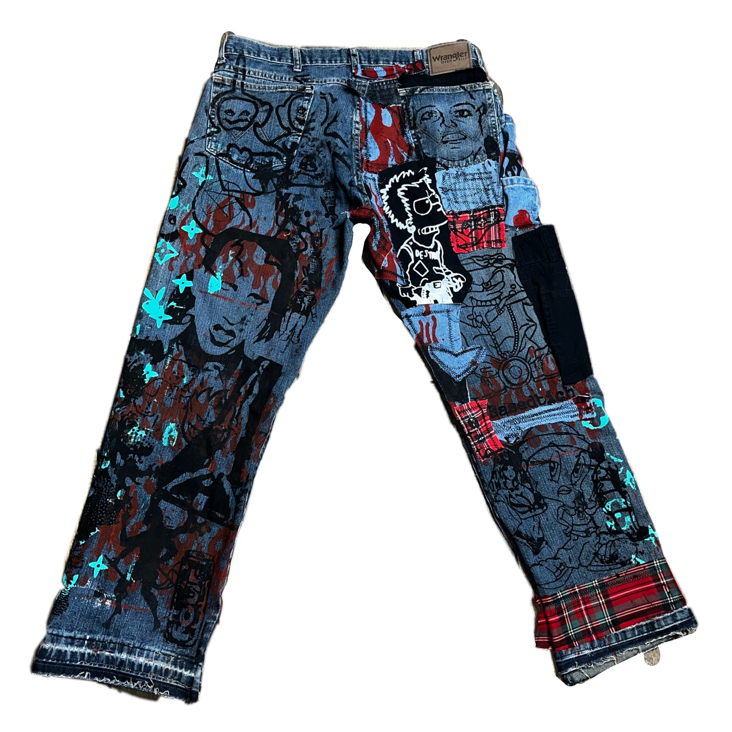 Basedbich mens 1of1 patchwork jeans 36x32 - basedbich