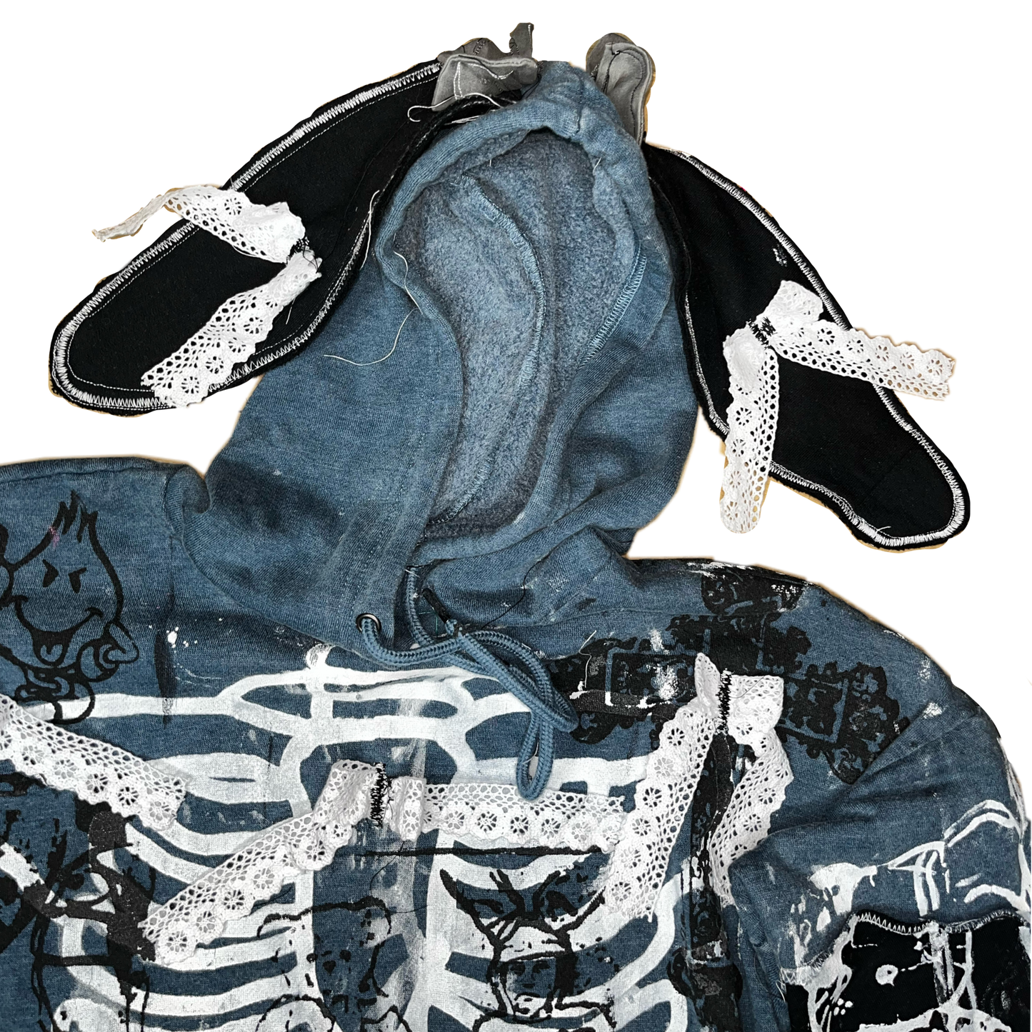 Basedbich women’s cropped bunny ear hoodie xsmall - basedbich