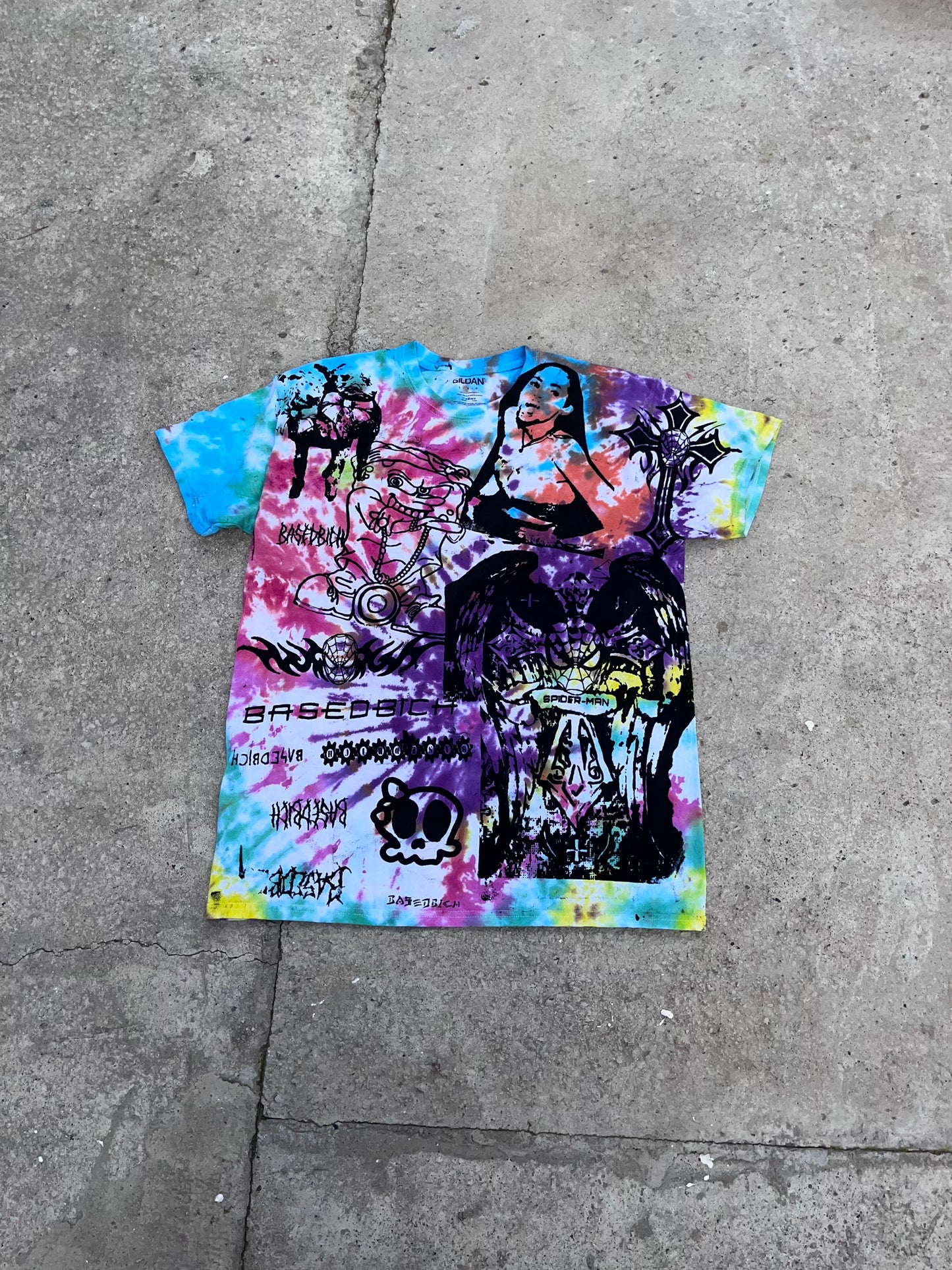 Basedbich mens Custom 1of1 tie dye tee size L - basedbich