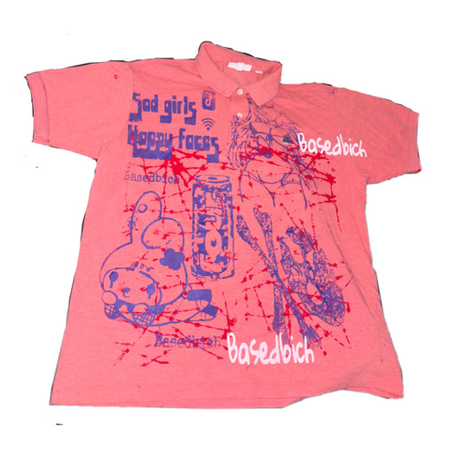 Basedbich mens 1of1 upcycled polo large coral